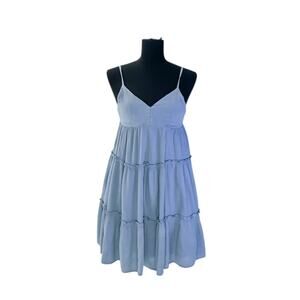Aeropostale Blue Tiered Mini Boho Flowy Babydoll Spaghetti Strap Dress Womens XS